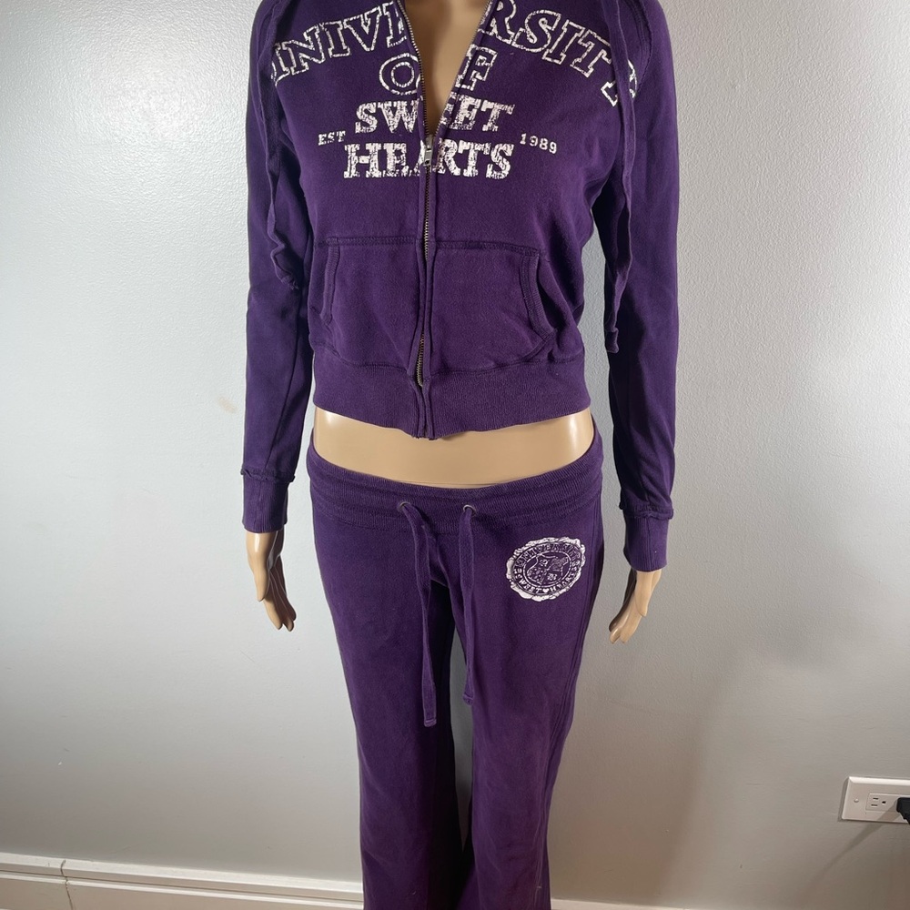 Y2K 2000s McBling Purple Zip-Up Tracksuit